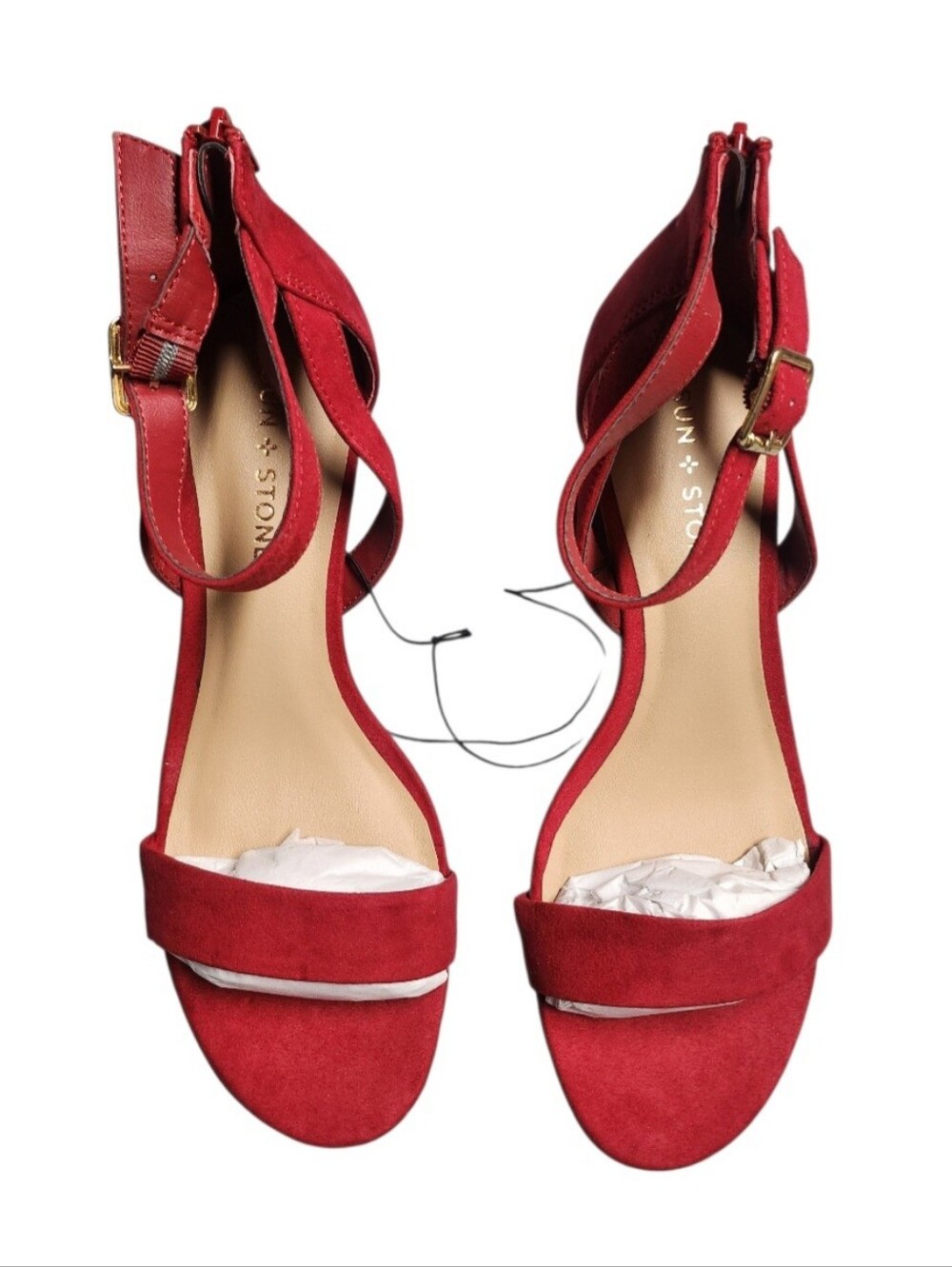 Sun + Stone Women's Jossie Faux Suede Wedge Sandals in red Size 8.5 - Picture 6 of 11
